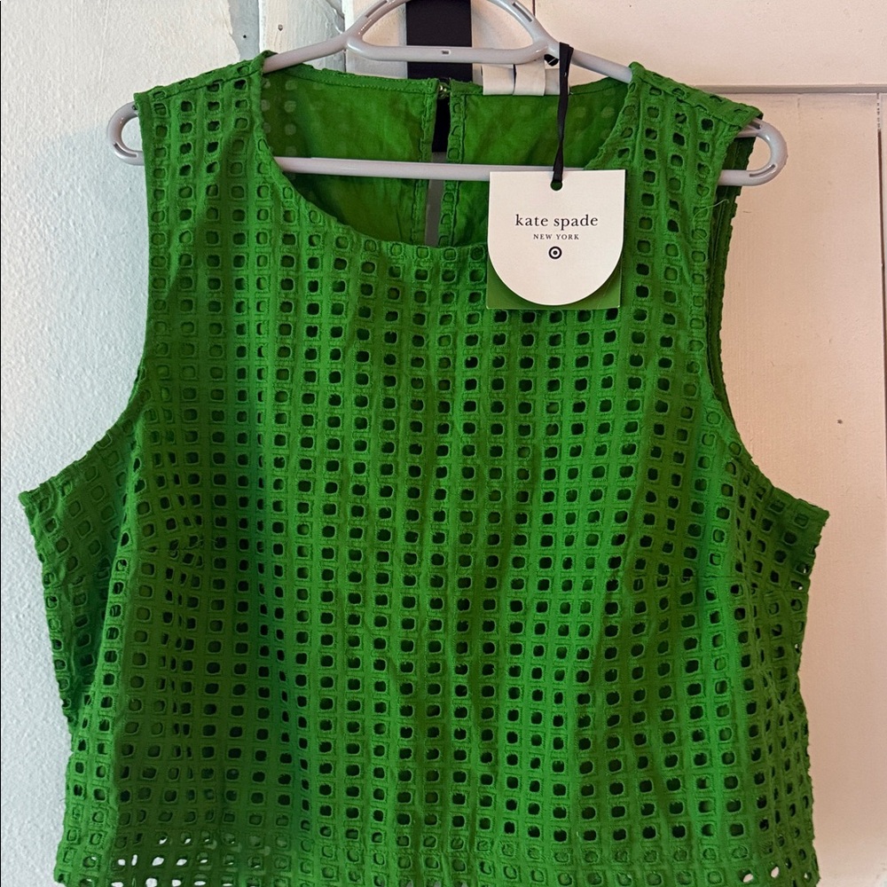 Kate Spade Vibrant Green Eyelet Tank Top